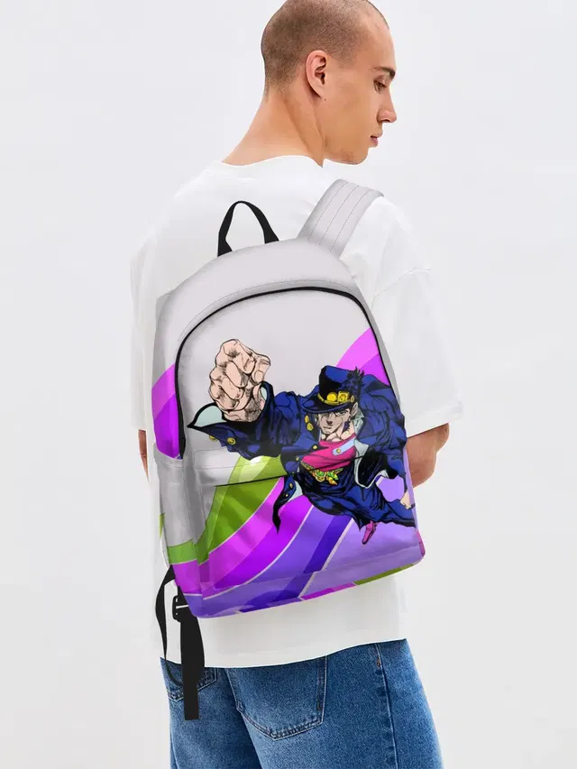 Джинсовый рюкзак с принтом «Jojo Jotaro»