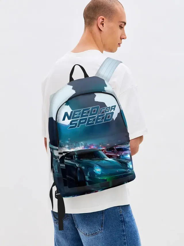 Джинсовый рюкзак с принтом «Need for Speed»