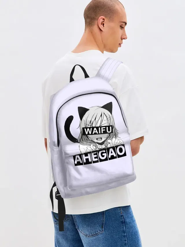 Джинсовый рюкзак с принтом «Ahegao Waifu»