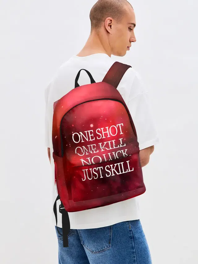 Джинсовый рюкзак с принтом «One Shot One Kill»