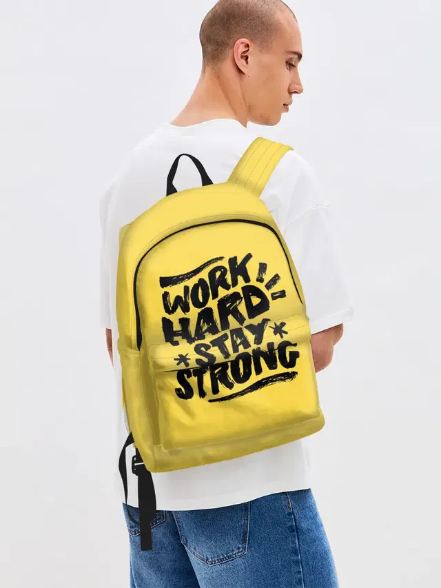 Джинсовый рюкзак с принтом «Настроение — Work hard»