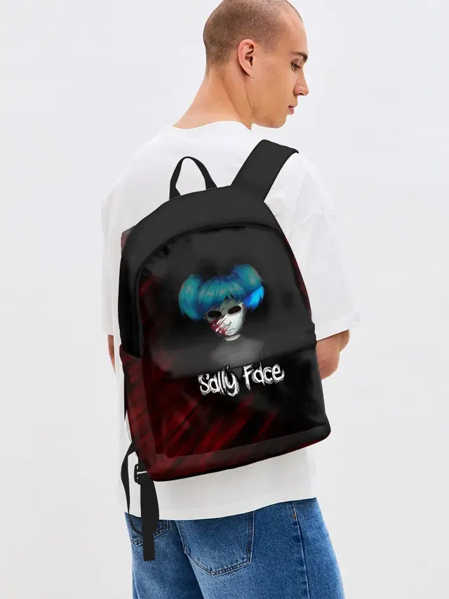 Джинсовый рюкзак с принтом «Sally Face окровавленное лицо»