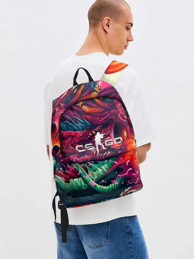 Джинсовый рюкзак с принтом «Counter-Strike — CS GO hyper beast skin»