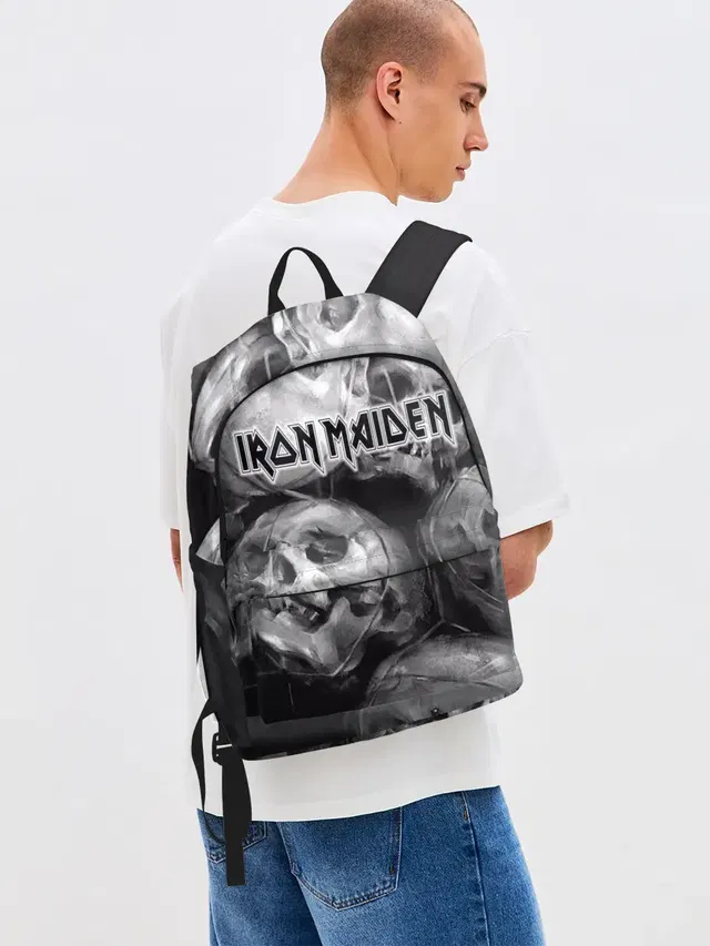 Джинсовый рюкзак с принтом «Iron Maiden»