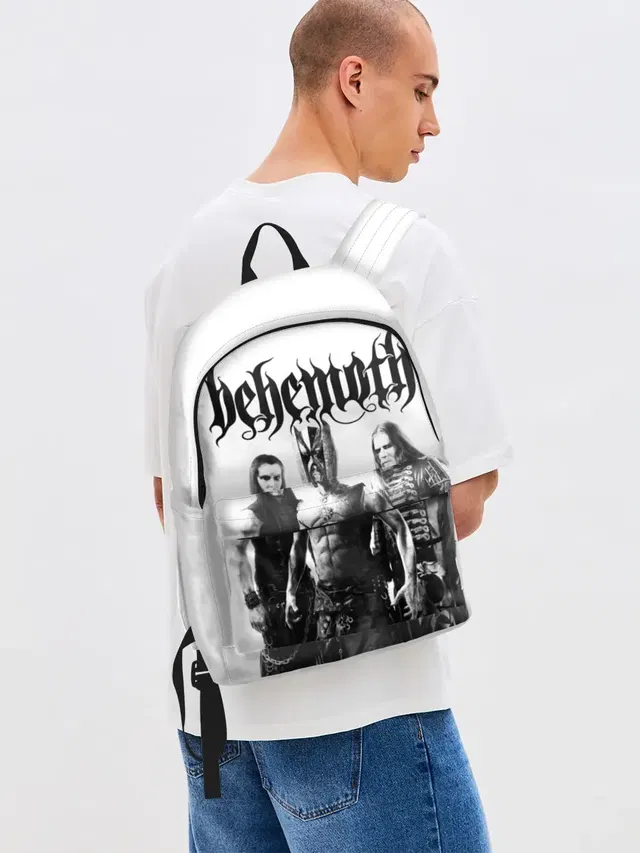 Джинсовый рюкзак с принтом «Разный рок — Behemoth»