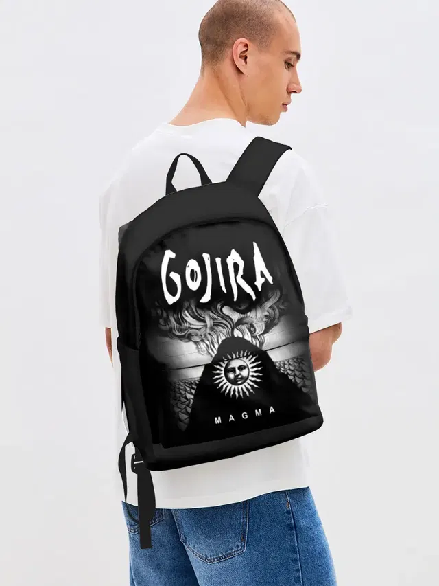 Джинсовый рюкзак с принтом «Разный рок — Gojira»