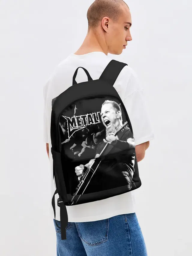 Джинсовый рюкзак с принтом «Metallica»