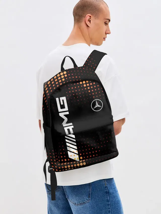 Джинсовый рюкзак с принтом «Halftone — Mercedes»