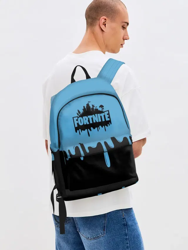 Джинсовый рюкзак с принтом «Фортнайт — FORTNITE - Black&Blue»