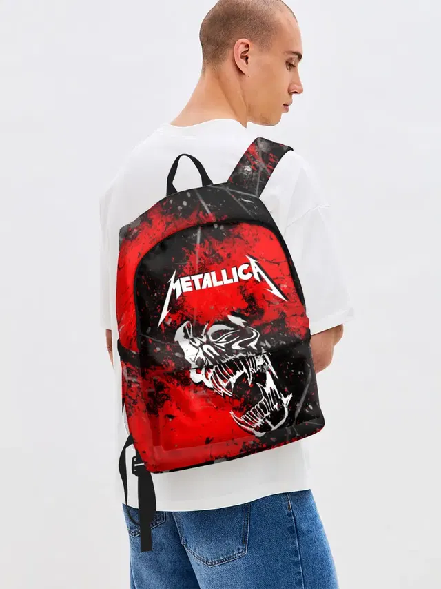 Джинсовый рюкзак с принтом «Metallica»