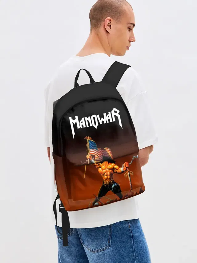 Джинсовый рюкзак с принтом «Разный рок — MANOWAR»