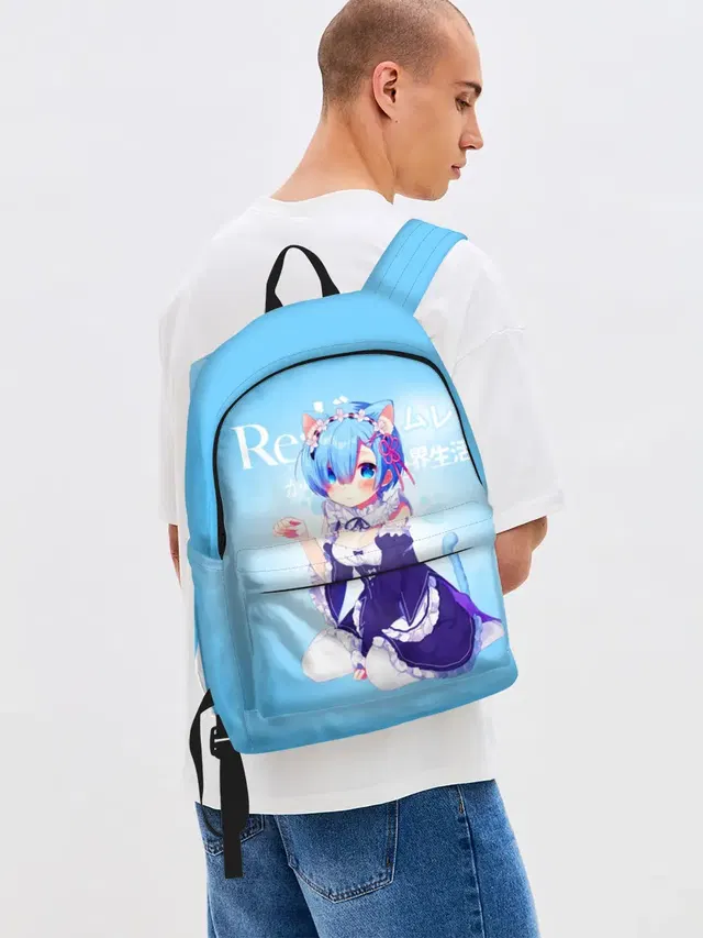 Джинсовый рюкзак с принтом «Re:Zero. Жизнь с нуля в альтернативном мире — Re:Zero. Рем»