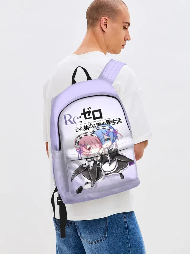 Джинсовый рюкзак с принтом «Re:Zero. Жизнь с нуля в альтернативном мире — Re:Zero. Рем и Рам»