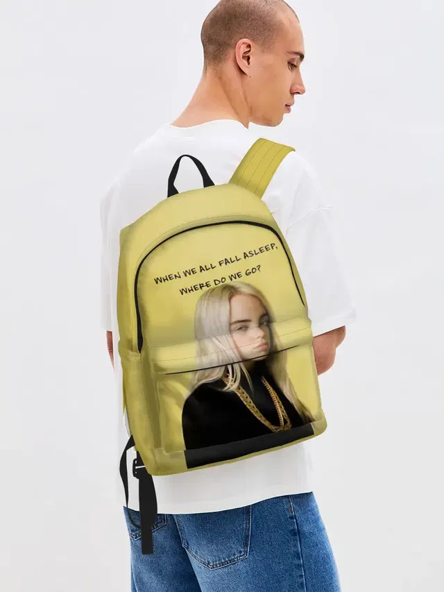 Джинсовый рюкзак с принтом «Музыканты и исполнители — billie eilish»