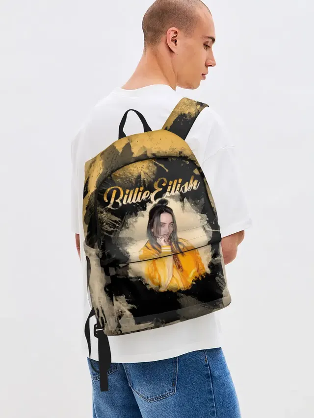 Джинсовый рюкзак с принтом «Billie Eilish — Billie Eilish Акварель»