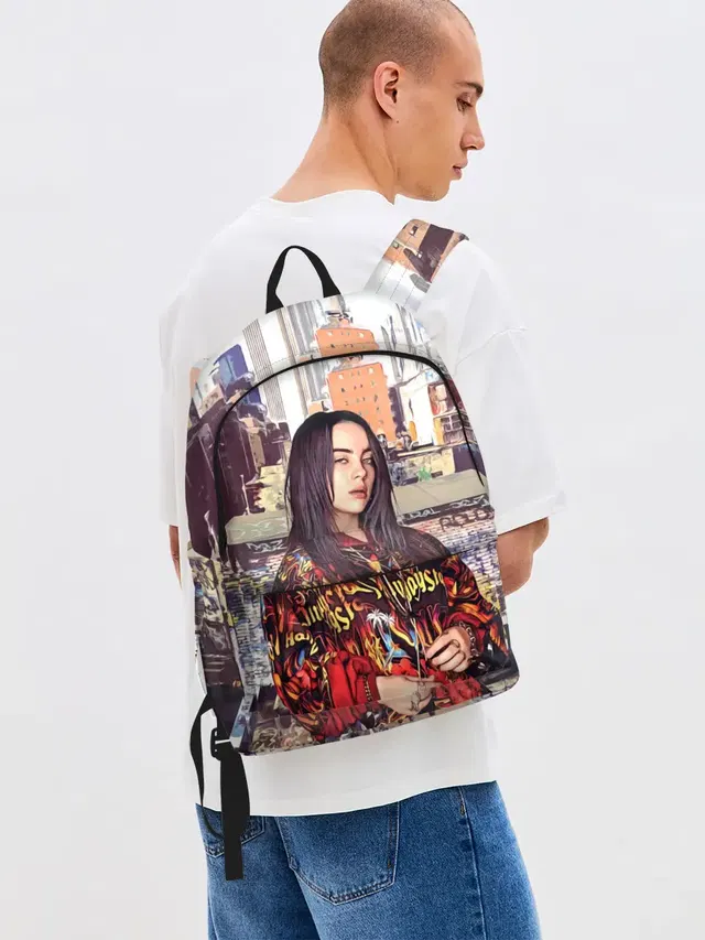 Джинсовый рюкзак с принтом «Billie Eilish»