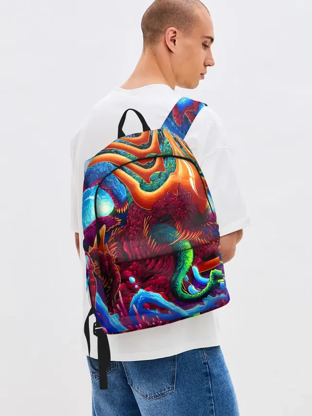Джинсовый рюкзак с принтом «Хайпер бист — Hyper Beast»