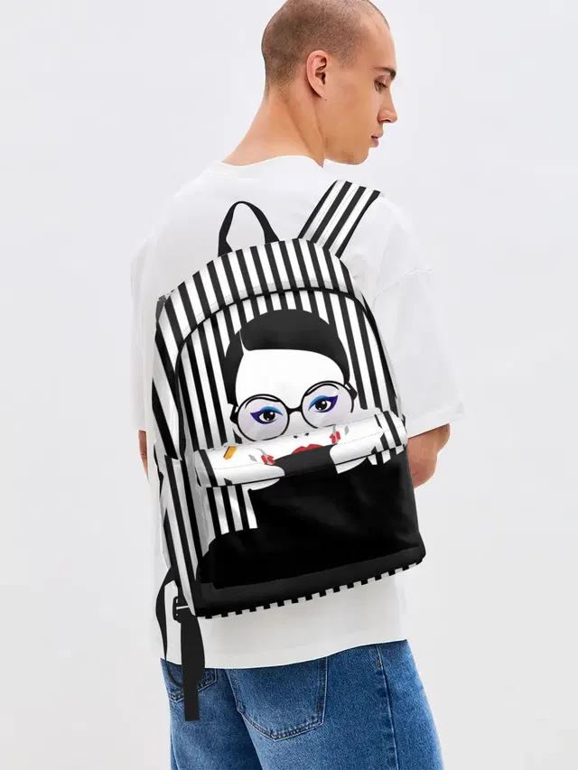 Джинсовый рюкзак с принтом «Pop Art — Fashion girl»