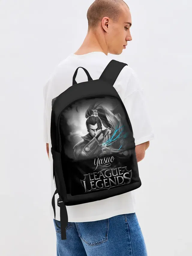 Джинсовый рюкзак с принтом «League of Legends, Yasuo»
