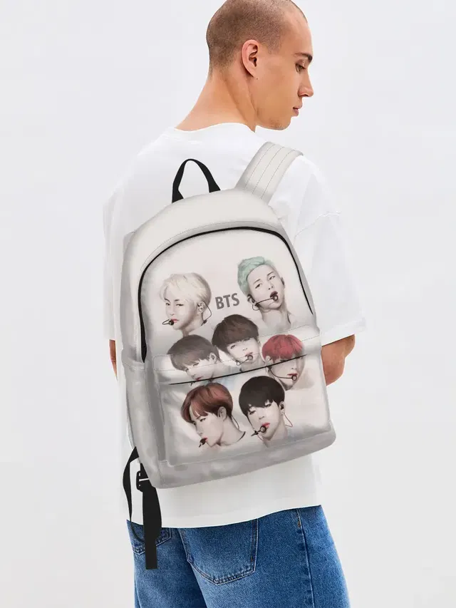 Джинсовый рюкзак с принтом «BTS»