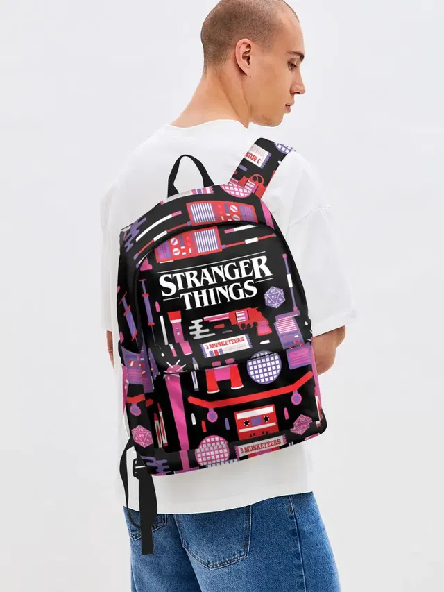 Джинсовый рюкзак с принтом «Очень странные дела — STRANGER THINGS STARTER PACK»