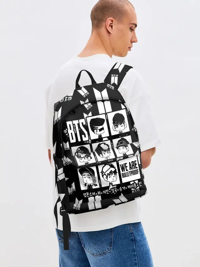 Джинсовый рюкзак с принтом «BTS — BTS WE ARE BULLETPROOF»
