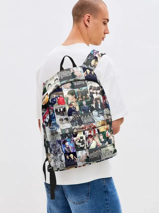 Джинсовый рюкзак с принтом «BTS — BTS Collage»