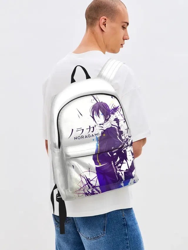 Джинсовый рюкзак с принтом «Бездомный Бог — NORAGAMI Yato blue»