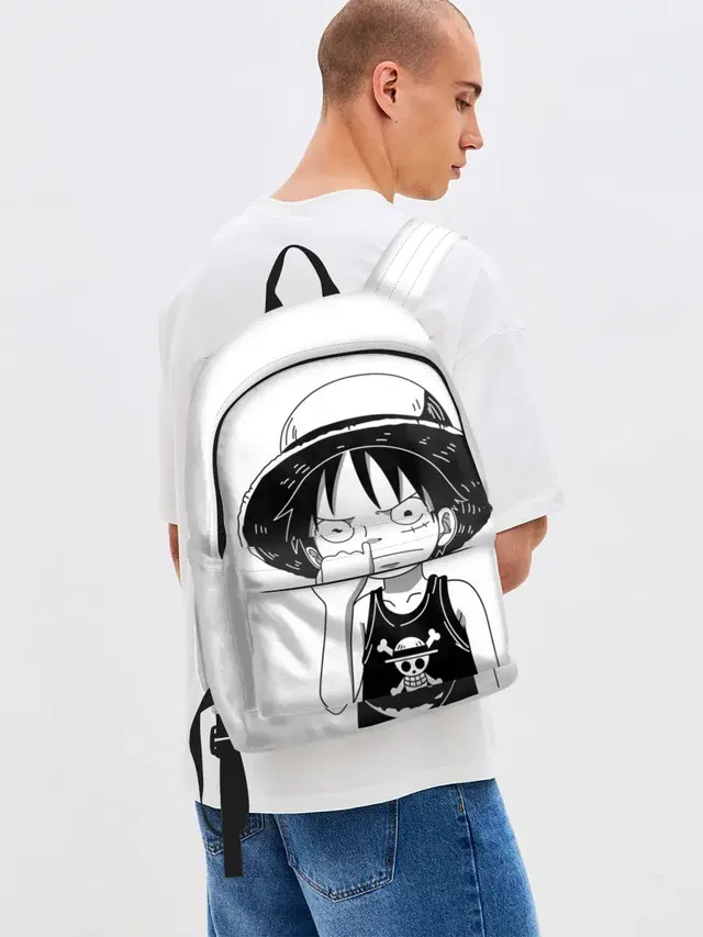 Джинсовый рюкзак с принтом «Монки Д. Луффи — палец в носу One Piece»