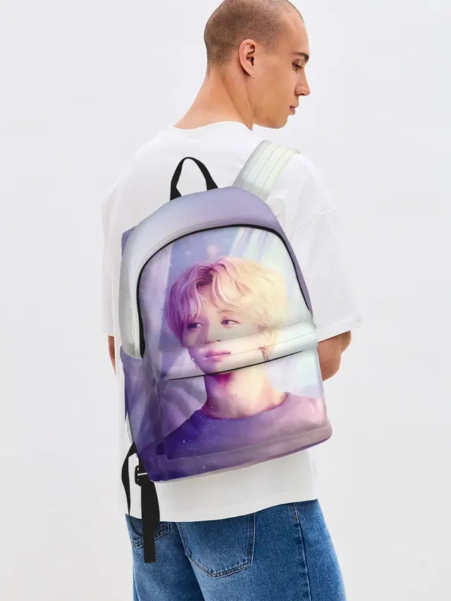 Джинсовый рюкзак с принтом «BTS»