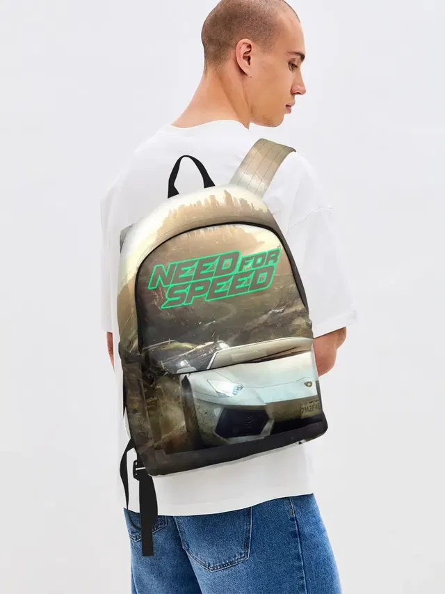 Джинсовый рюкзак с принтом «Lamborghini Aventador — Need for Speed»