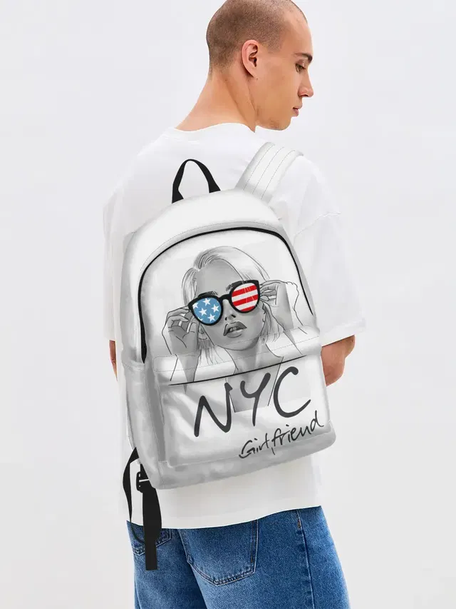 Джинсовый рюкзак с принтом «США — NYC girlfriend»
