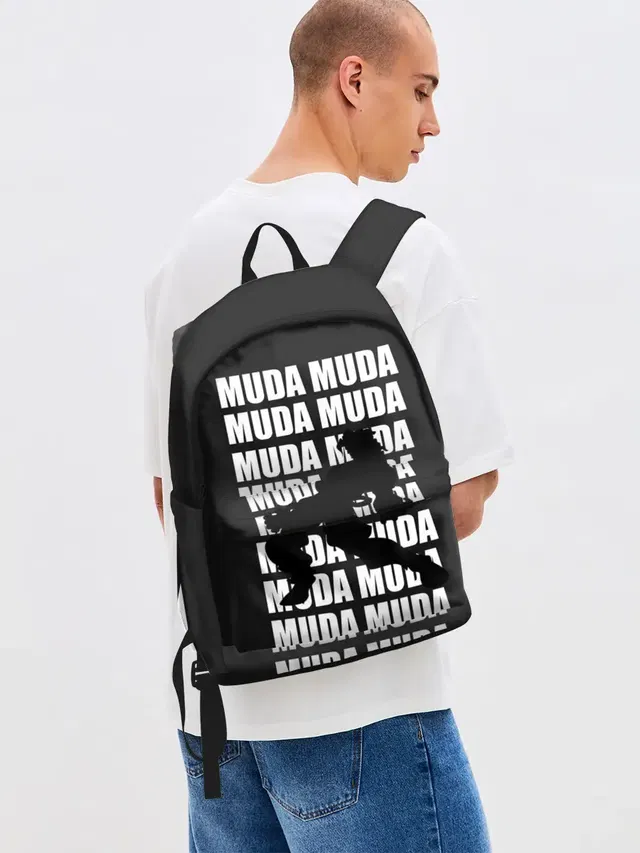 Джинсовый рюкзак с принтом «Morioh muda muda»