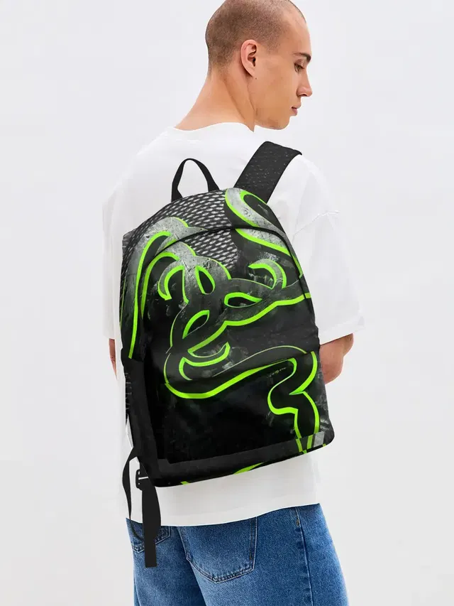 Джинсовый рюкзак с принтом «Разные игры — RAZER»