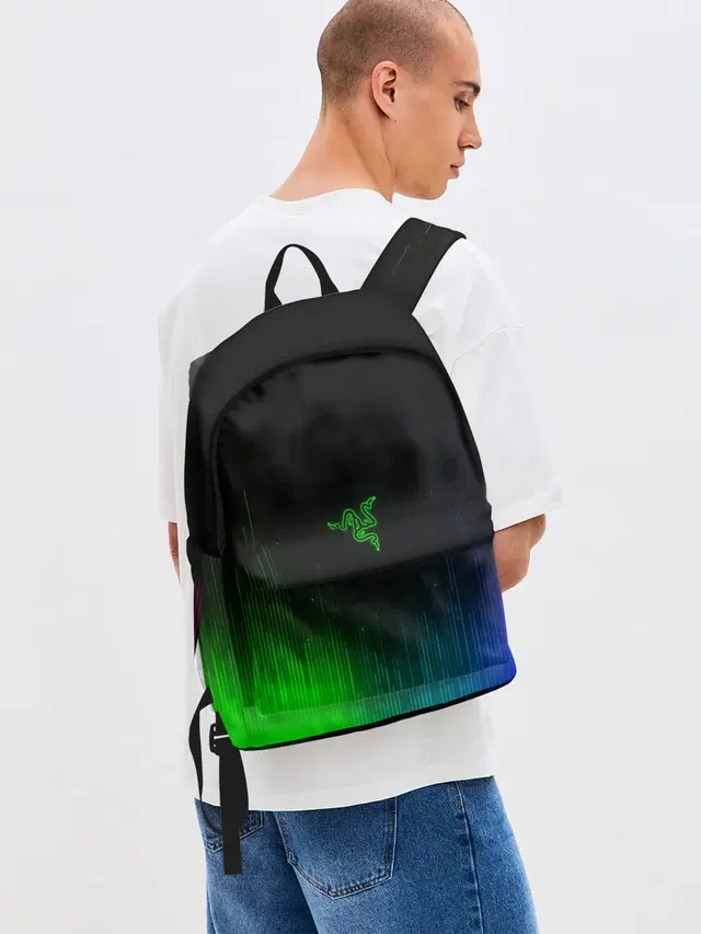 Джинсовый рюкзак с принтом «Razer Neon»