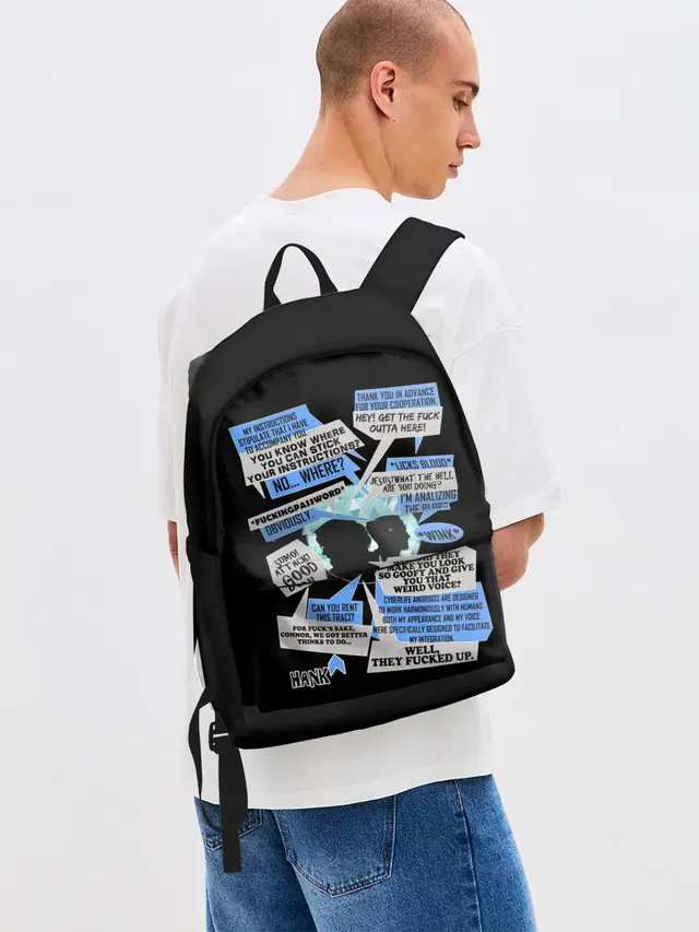 Джинсовый рюкзак с принтом «Detroit Become Human — Detroit fan art»