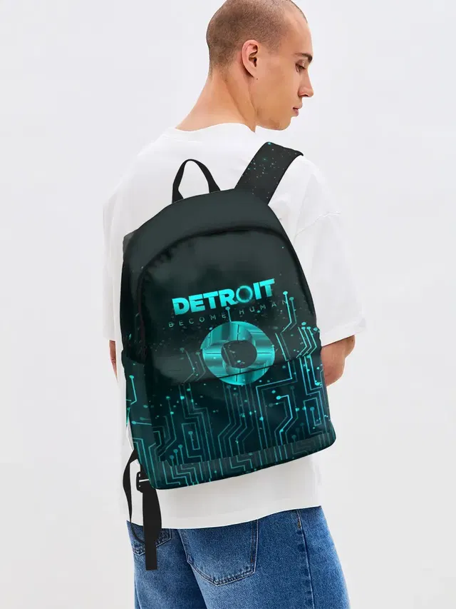 Джинсовый рюкзак с принтом «Circuitry — Detroit: Вecome Human»