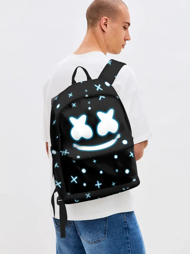 Джинсовый рюкзак с принтом «Marshmello Neon»