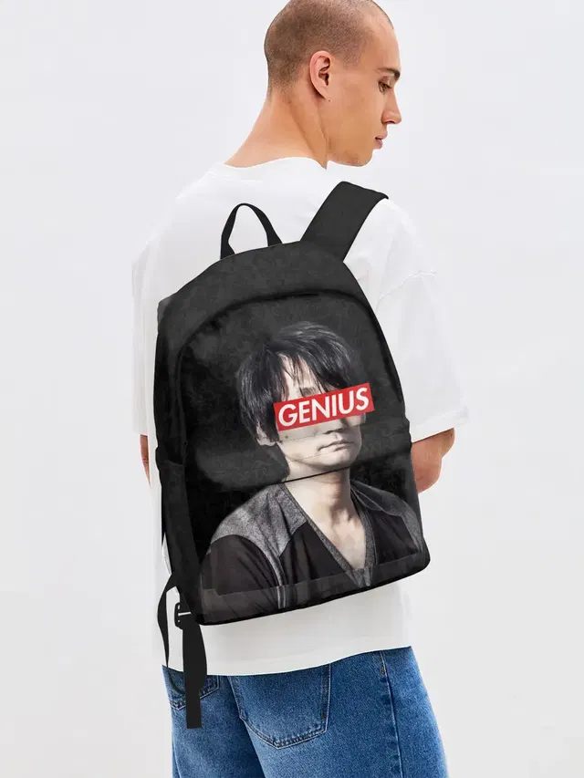 Джинсовый рюкзак с принтом «Kojima GENIUS»
