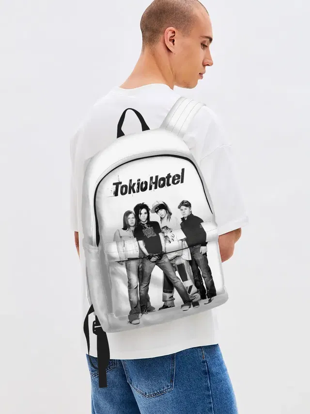 Джинсовый рюкзак с принтом «Разный рок — Tokio Hotel»