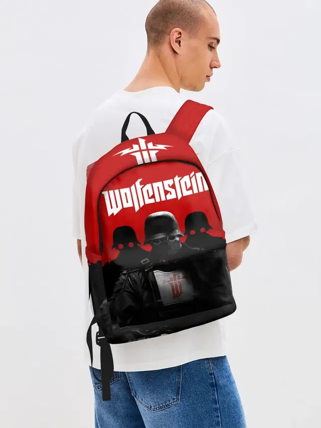 Джинсовый рюкзак с принтом «Wolfenstein»