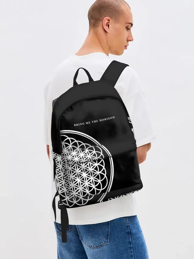 Джинсовый рюкзак с принтом «Flower of Life»