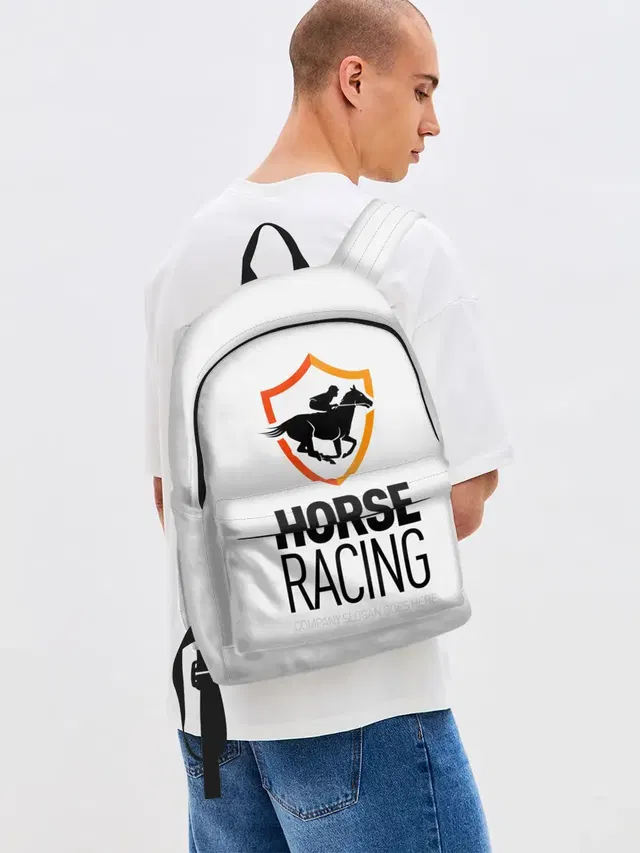 Джинсовый рюкзак с принтом «Лошади — Horse racing»