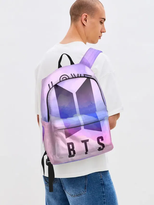 Джинсовый рюкзак с принтом «BTS»