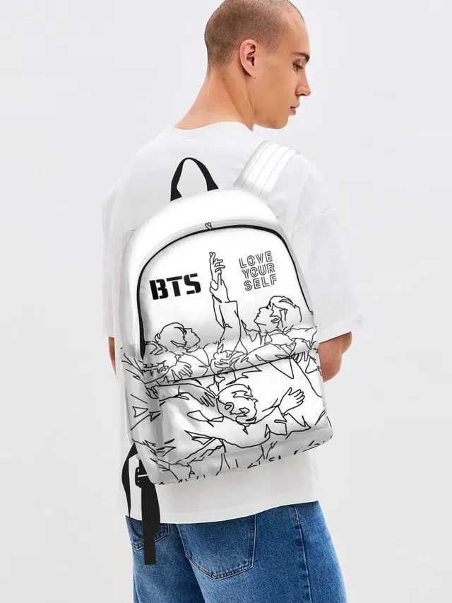 Джинсовый рюкзак с принтом «BTS»