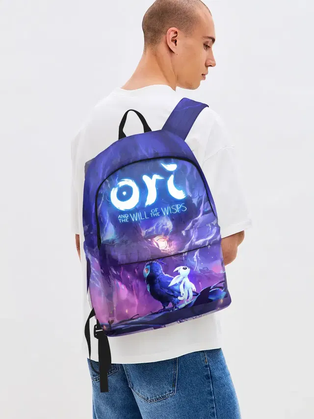 Джинсовый рюкзак с принтом «Ori and the will of the wisps — Ori - And The Will Of The Wisp»