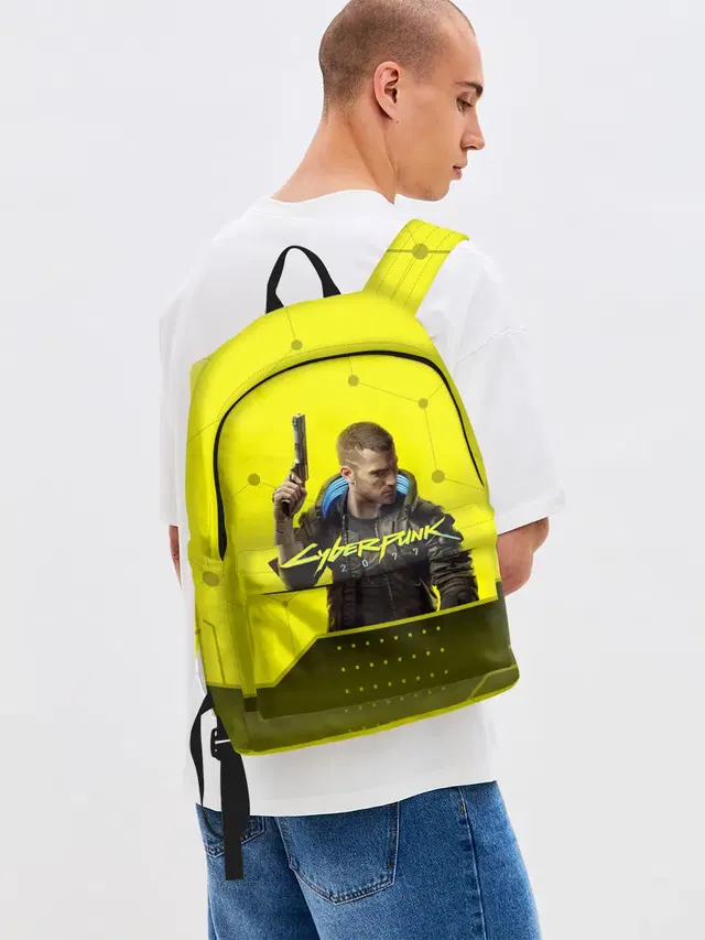 Джинсовый рюкзак с принтом «Cyberpunk 2077»