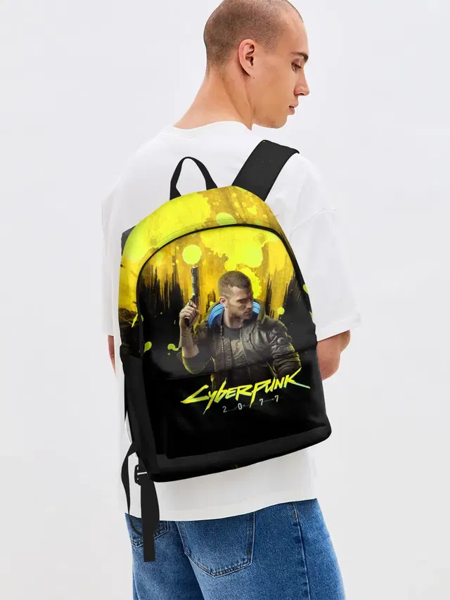 Джинсовый рюкзак с принтом «Cyberpunk 2077»