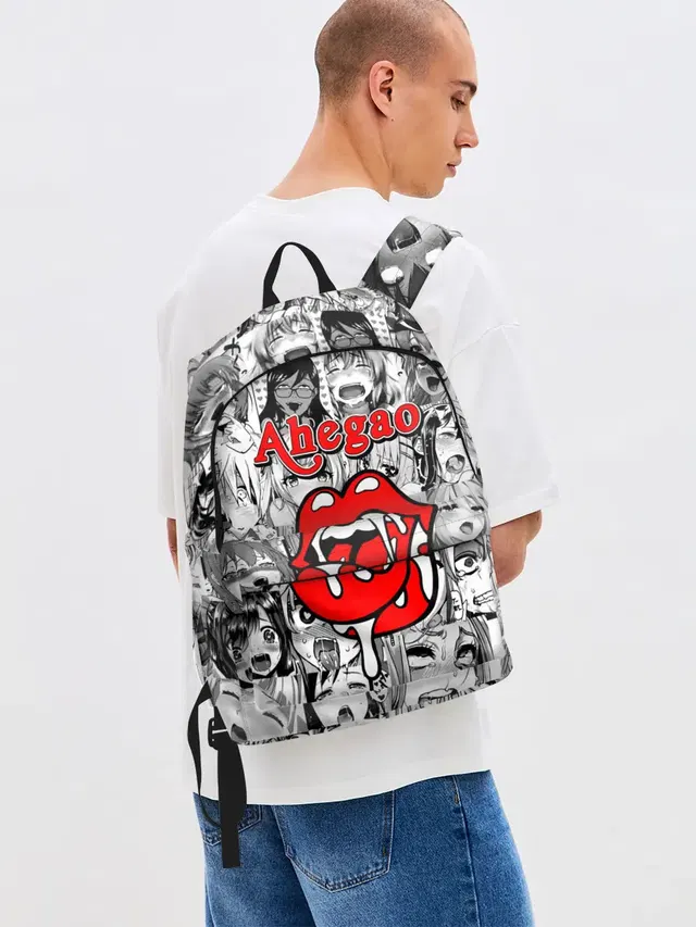 Джинсовый рюкзак с принтом «Ahegao»