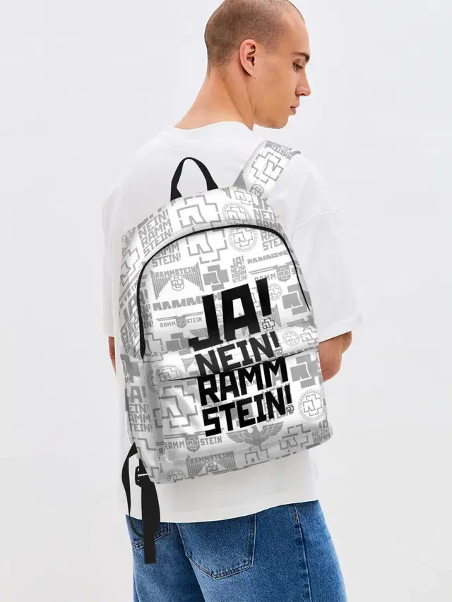 Джинсовый рюкзак с принтом «Ja! Nein! Rammstein!»